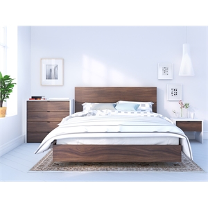 identi-t 4 piece queen size bedroom set white and walnut