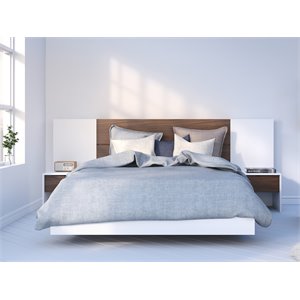 Celebri-T 5 Piece Queen Size Bedroom Set White and Walnut