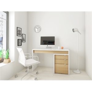 Chrono 2 Piece Home Office Set Natural Maple & White