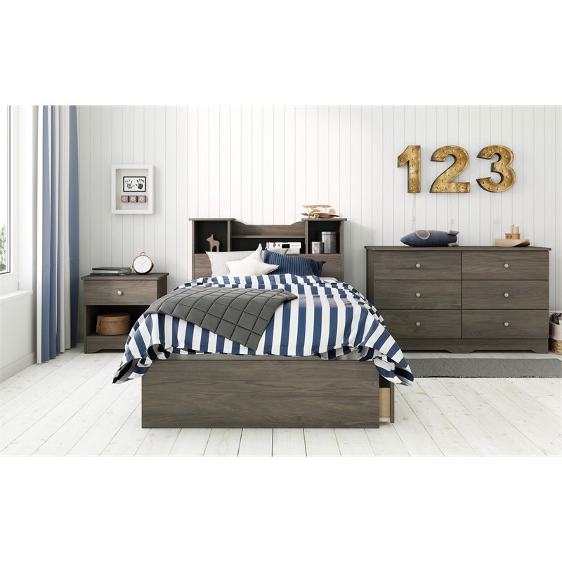 Pocono 4 Piece Twin Size Bedroom Set Bark Grey 402348
