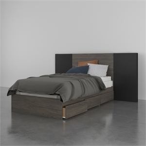 nexera 3 piece twin size bedroom set  bark grey and black