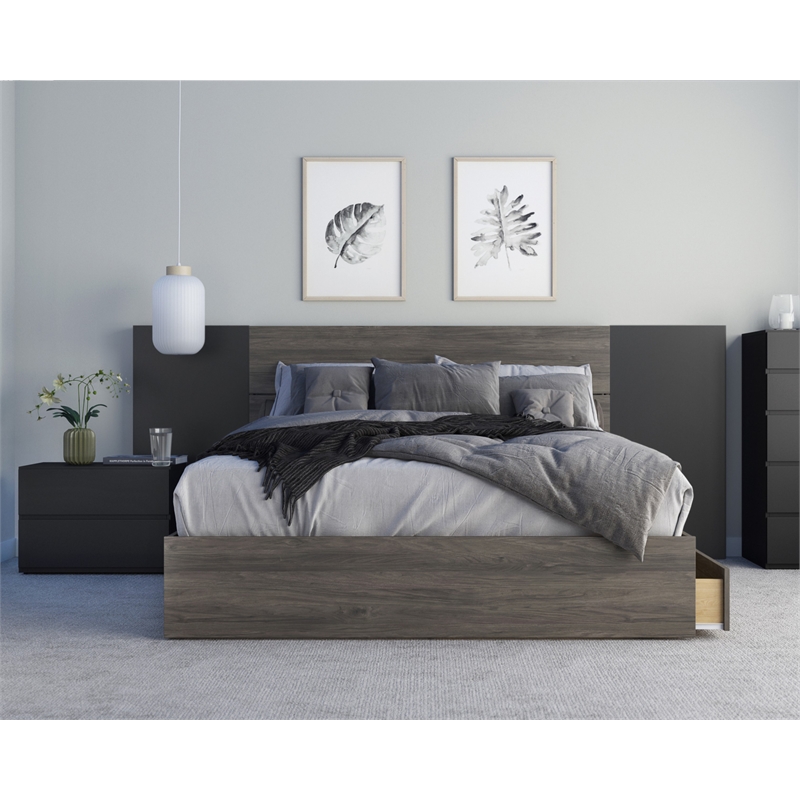 Amaro 4 Piece Queen Size Bedroom Set Bark Grey And Black