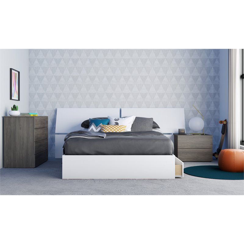 Origin 4 Piece Full Size Bedroom Set Bark Grey And White