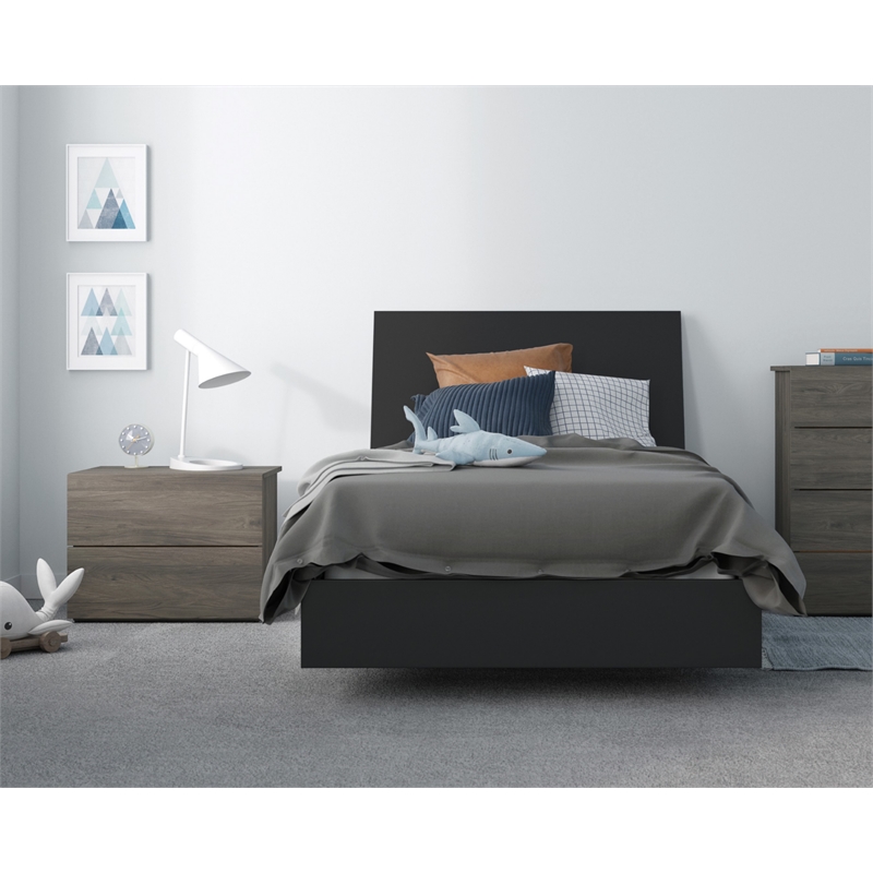 Avatar 3 Piece Twin Size Bedroom Set Bark Grey And Black