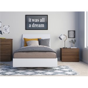 solstice 3 piece twin size bedroom set  walnut and white