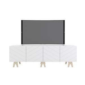 Nexera 119272 Runway TV Stand 72 inch White and Birch Plywood