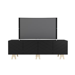 Nexera 119274 Runway TV Stand 72 inch Black and Birch Plywood