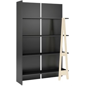nexera 608506 atypik bookcase black and birch plywood
