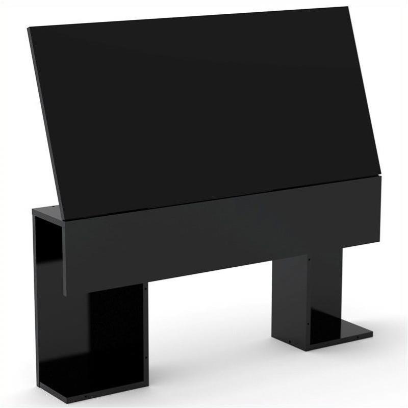 Nexera Avenue Full Size Angled Panel Headboard with Storage in Black