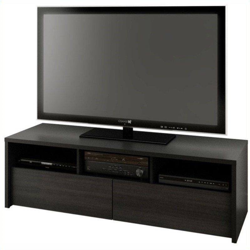 60" 2 Drawer TV Stand in Black and Ebony 210406