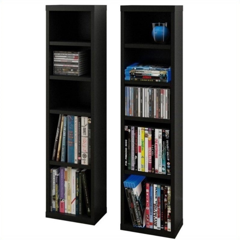 38 Cd Dvd Storage Towers In Black Set Of 2 211006 38