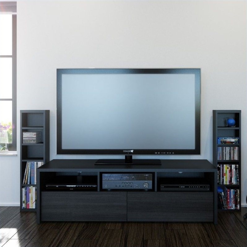 Nexera 211006 SereniT CD/DVD Towers Set of 2 Black Cymax Business