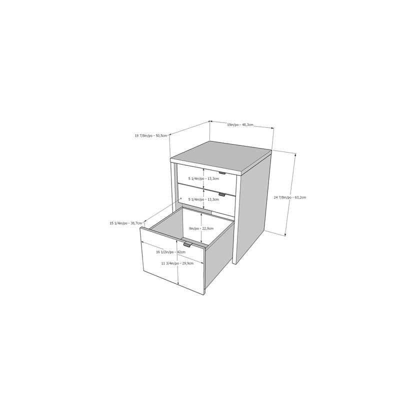 Nexera Liber T 3 Drawer Filing Cabinet In White And Walnut 211203