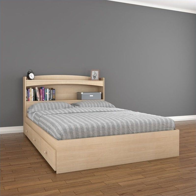 Full Storage Bed in Natural Maple 5654