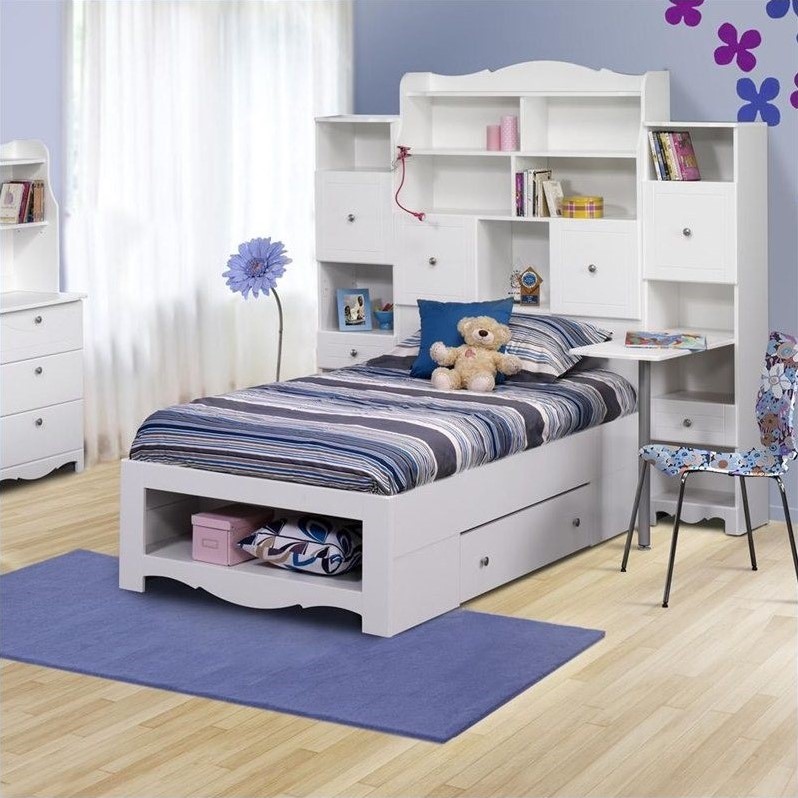 Twin Tall Bookcase Headboard in White 315803