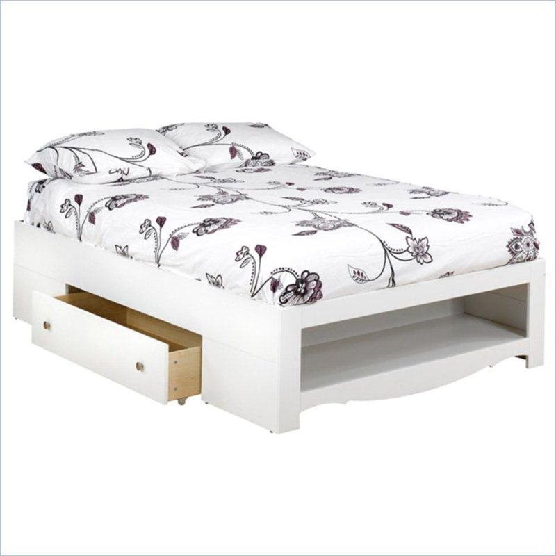 Pixel Full Storage Bed in White - 315403