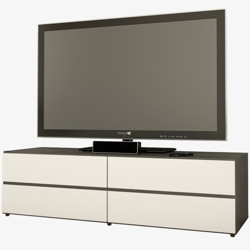 60" TV Stand in White Lacquer & Ebony 221133