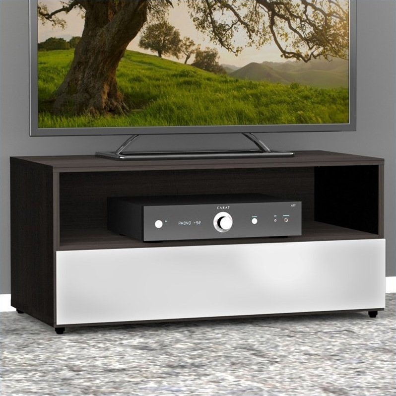 36" TV Stand in White Lacquer & Ebony 221433