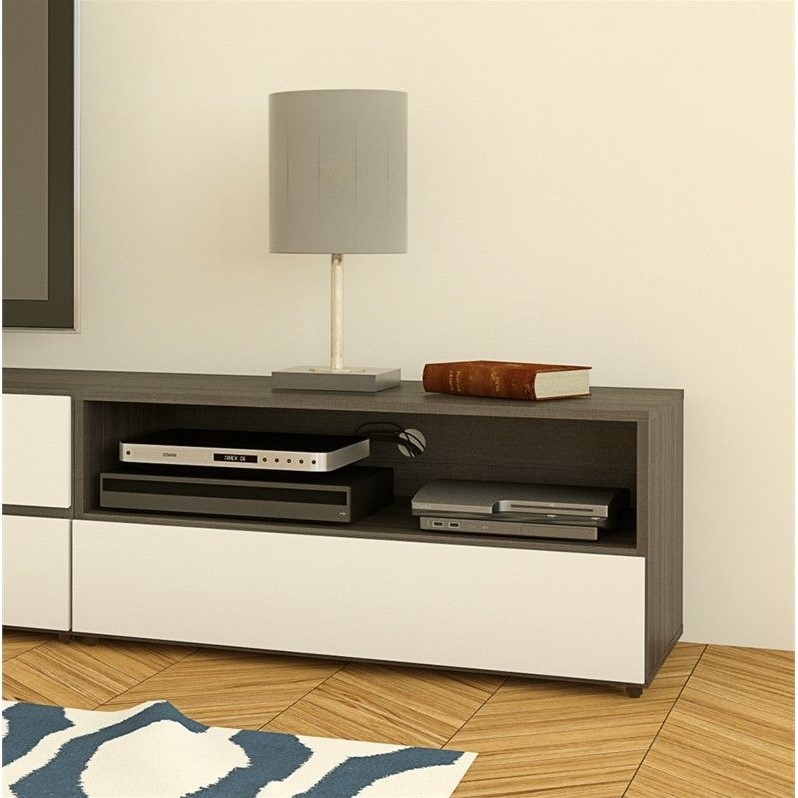 36 TV Stand In White Lacquer Ebony 221433   386090 L 