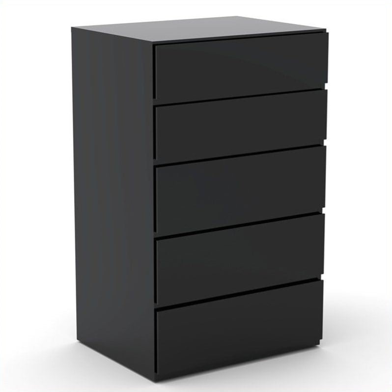5 Drawer Chest in Black Lacquer & Melamine 221506
