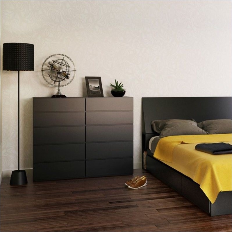 5 Drawer Chest in Black Lacquer & Melamine 221506