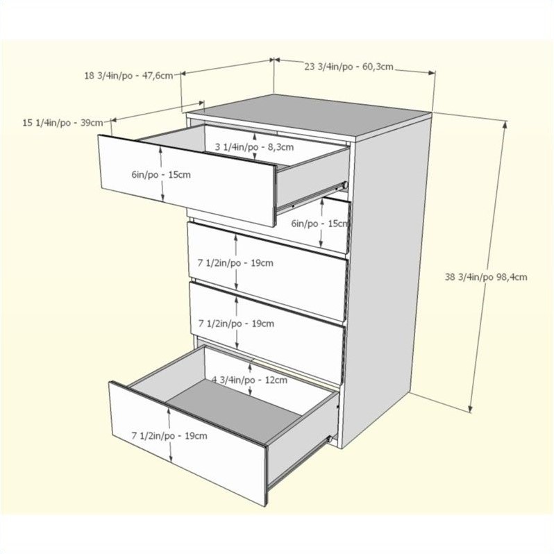 Nexera Avenue 5 Drawer Chest in Black Lacquer and Melamine - 221506