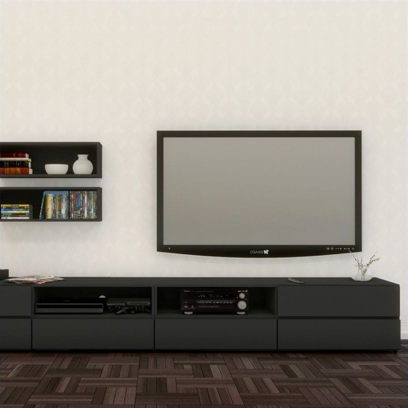 60'' TV Stand in Black Lacquer & Melamine 223106