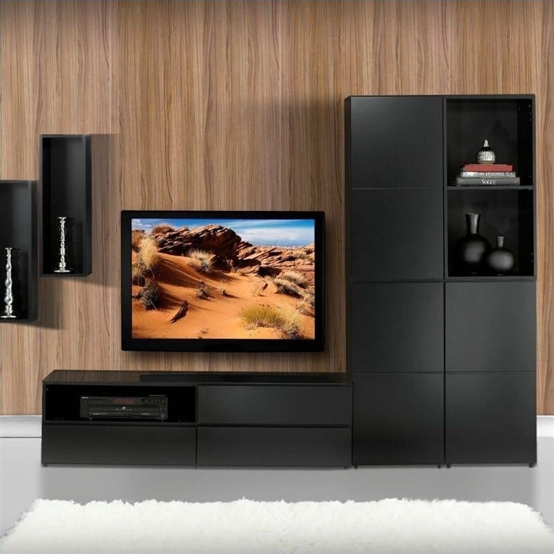 60'' TV Stand in Black Lacquer & Melamine 223106