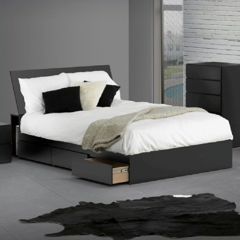 Reversible Storage Bed in Black Lacquer & Melamine 22XX06