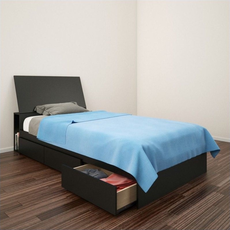 Reversible Storage Bed in Black Lacquer & Melamine 22XX06