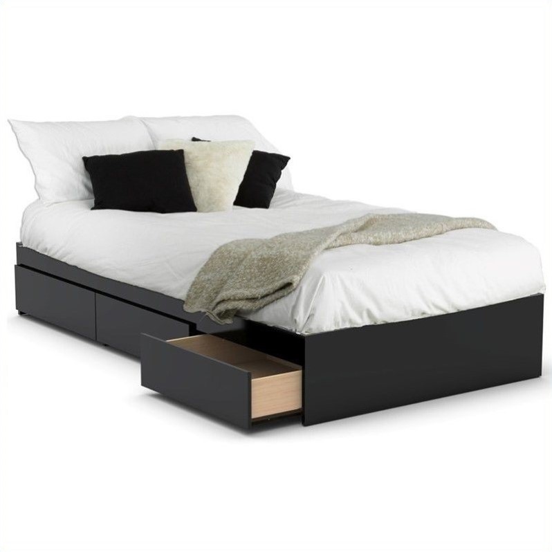 Reversible Storage Bed in Black Lacquer & Melamine 22XX06