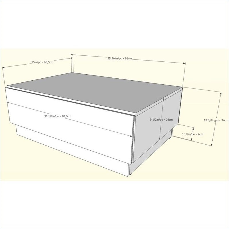 Coffee Table with Hidden Storage in White 221703