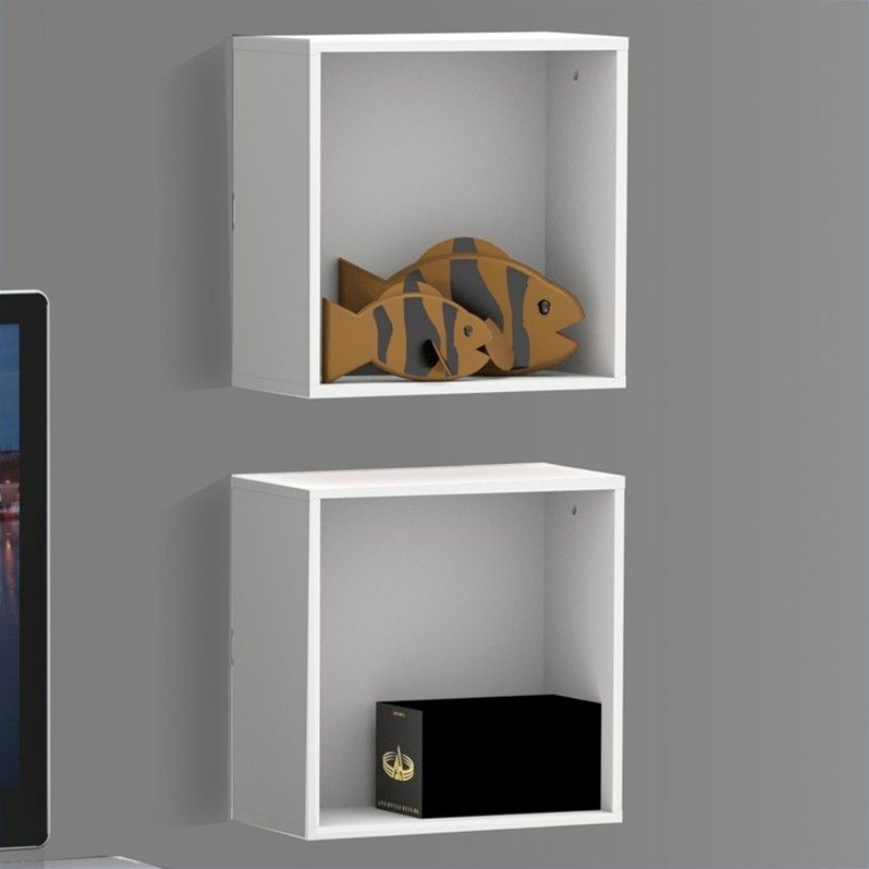 Decorative Wall Cubes in White (set of 2) 222503