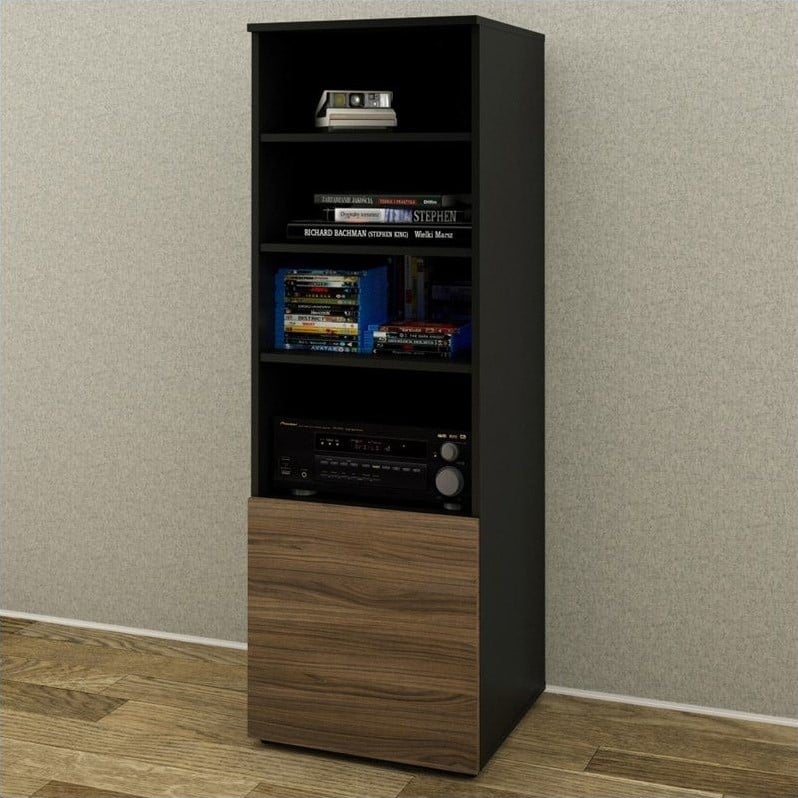 Nexera Next Bookcase in Black  and Walnut   600236