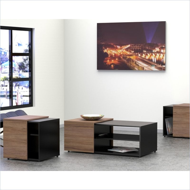 Nexera Next Coffee Table Set in Black and Walnut   400480