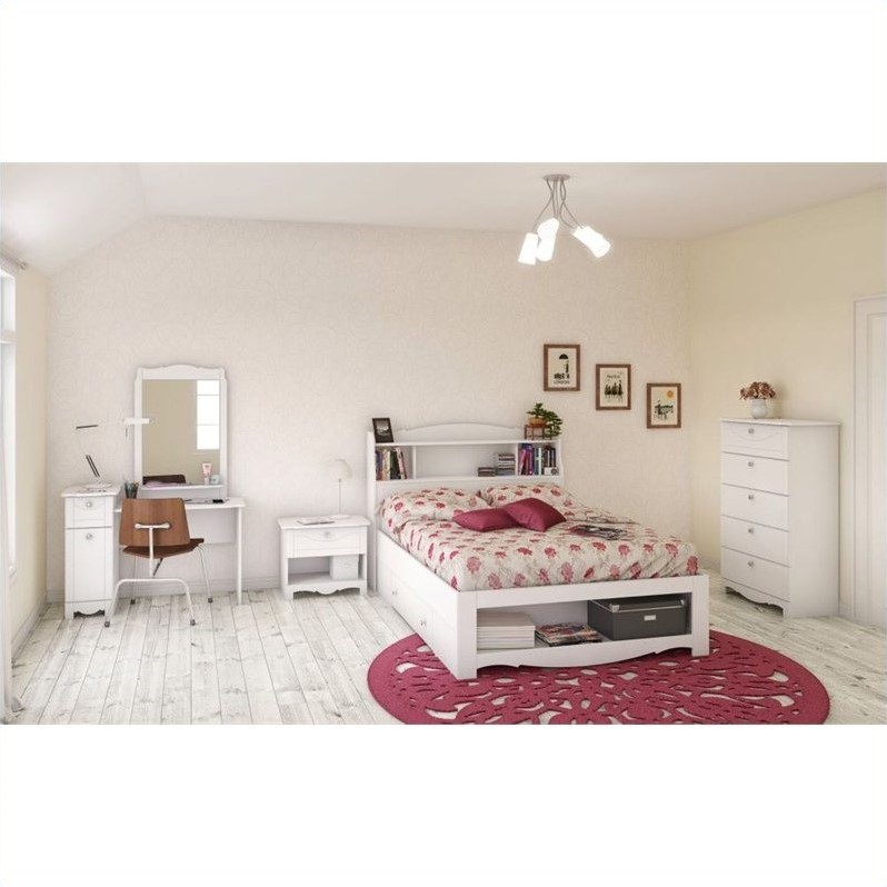 Full Size Reversible Bed in White Lacquer and Melamine 318403