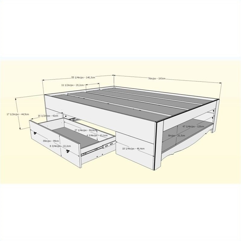 Full Size Reversible Bed in White Lacquer and Melamine 318403