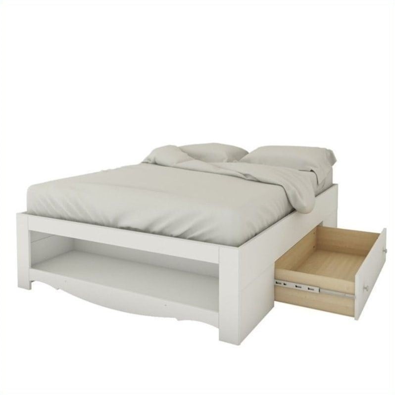 Full Size Reversible Bed in White Lacquer and Melamine 318403