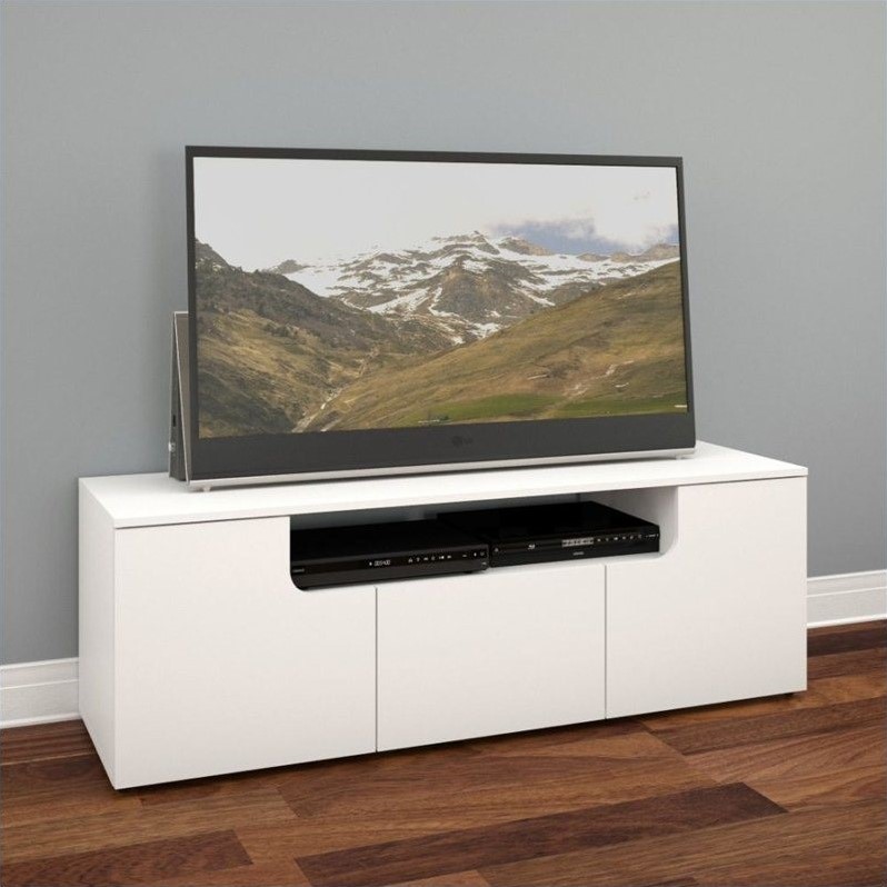 60 Tv Stand In White And Melamine 600103 60