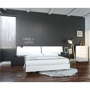 nexera melrose 5 piece queen bedroom set in white and black