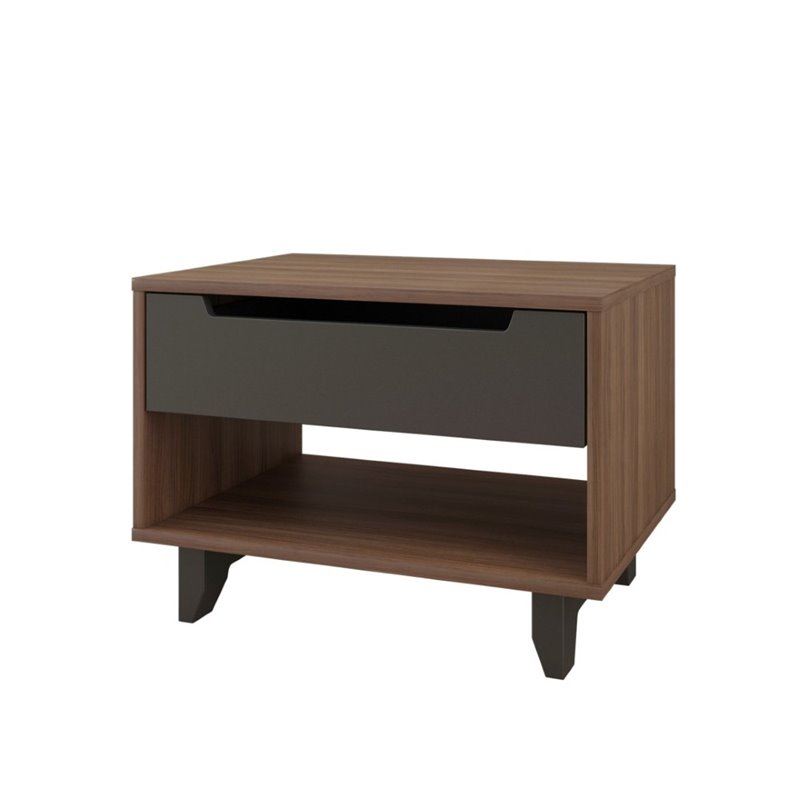 1Drawer Nightstand in Walnut and Charcoal 340142