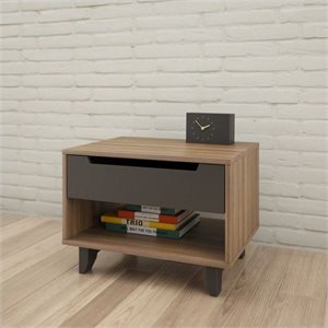 nexera 340142 nightstand 1-drawer walnut & charcoal