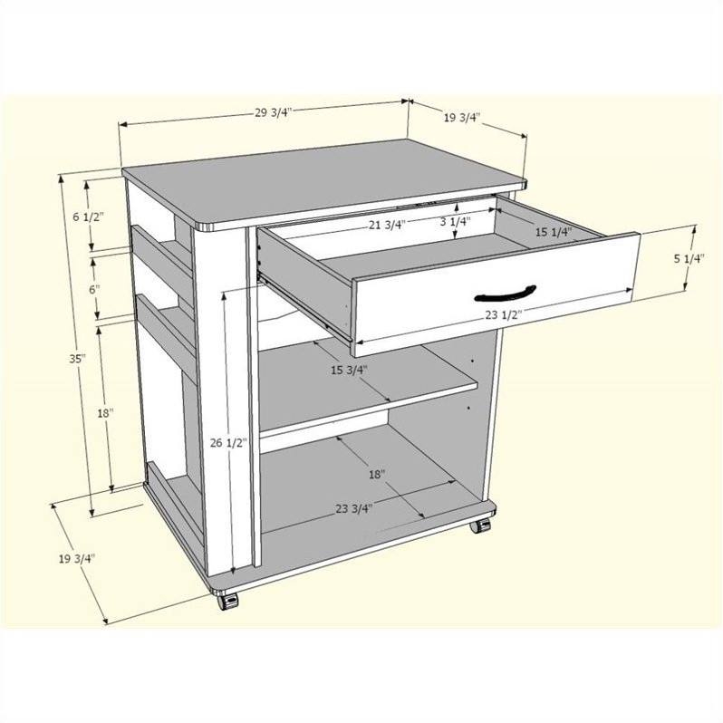 Nexera Delissio Microwave Cart In Natural Maple 597