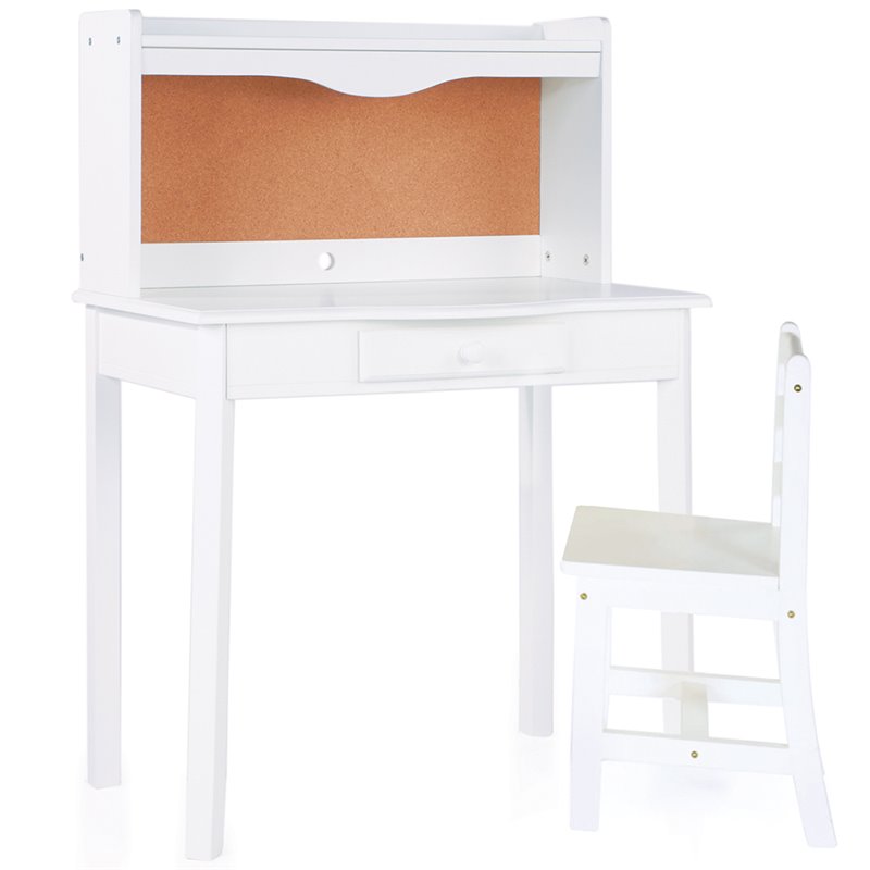 Guidecraft Classic 2 Piece Wood Kids Desk And Chair Set In White