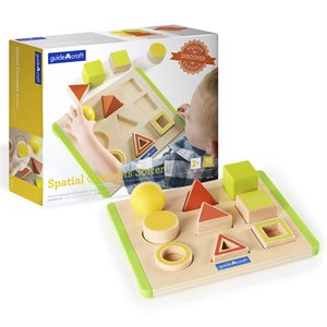 guidecraft 10-piece wood spatial concept sorter puzzle board in multi-color