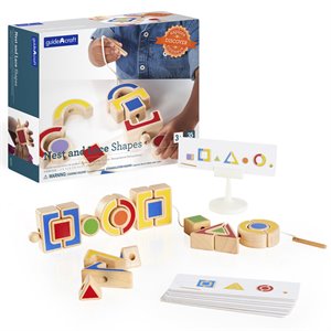 guidecraft 35-piece nest and lace shape set wood in multi-color