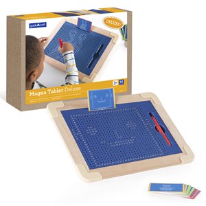 guidecraft manipulatives deluxe wood magna tablet with magnetic pen in blue