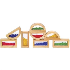 guidecraft hardwood rainbow crystal bead and wood blocks in multi-color