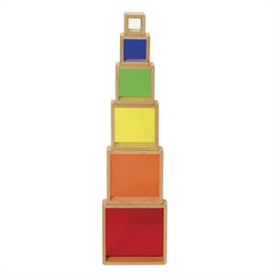 guidecraft hardwood wood frames stacking rainbow pyramid in multi-color
