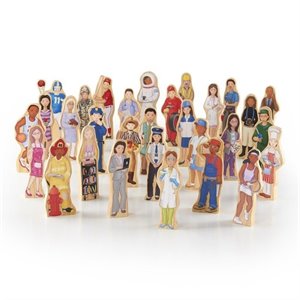 guidecraft wedgies wood career set with 30 figures in multi-color
